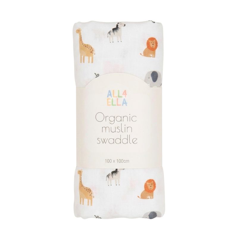 Wild Animals Organic Muslin Swaddle