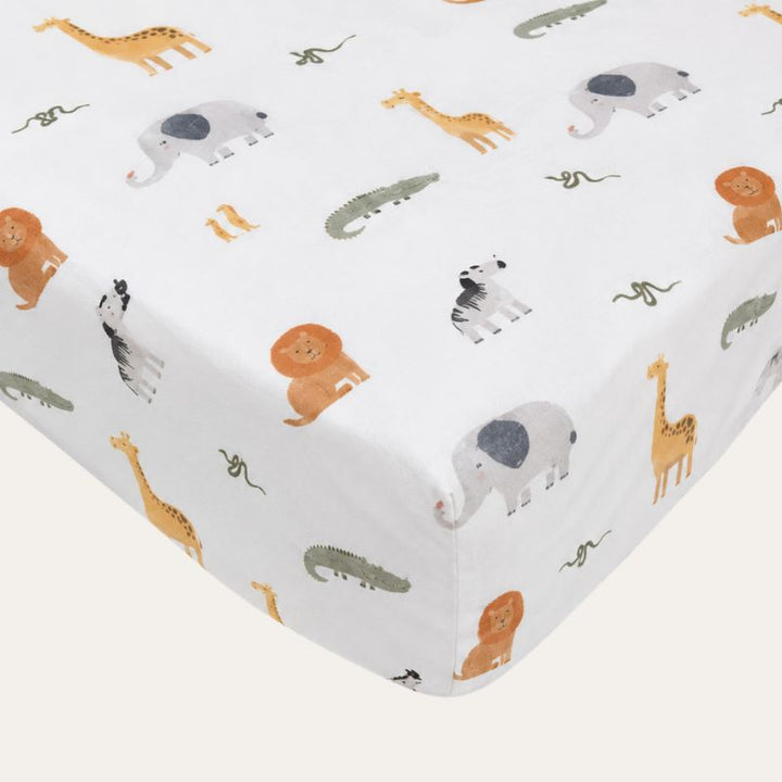 Wild Animals Waterproof Fitted Cot Sheet