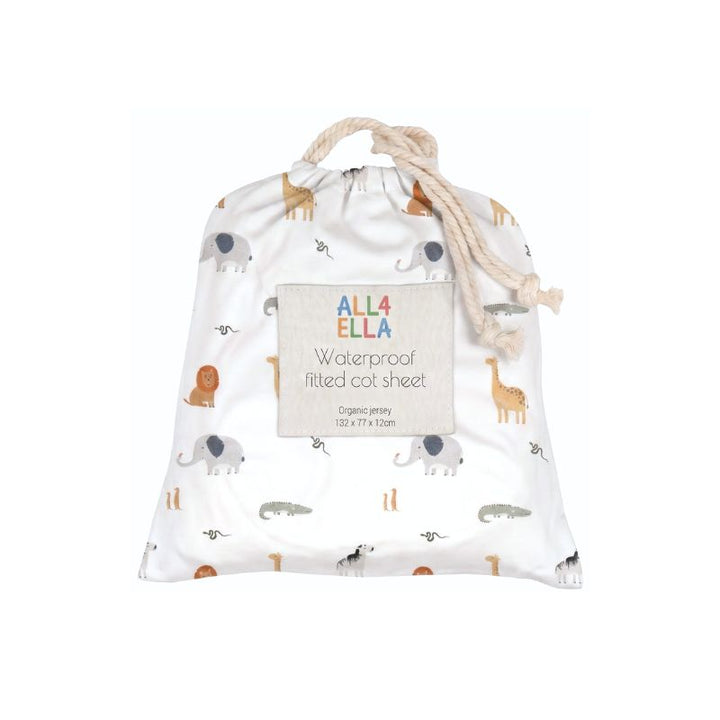 Wild Animals Waterproof Fitted Cot Sheet