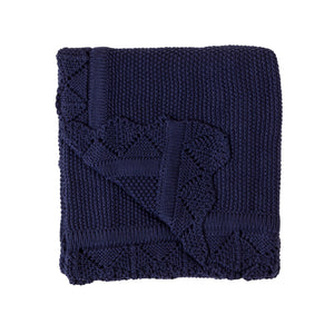 Knitted Blanket - Navy