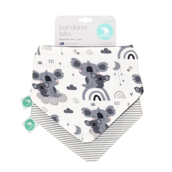 Bandana bibs 2pk - Koala Grey