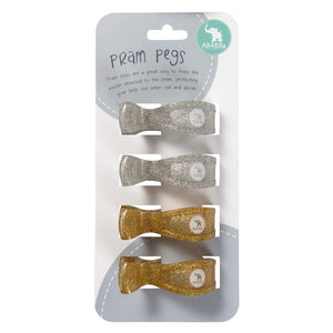 4 Pack Pegs Silver/Gold Glitter